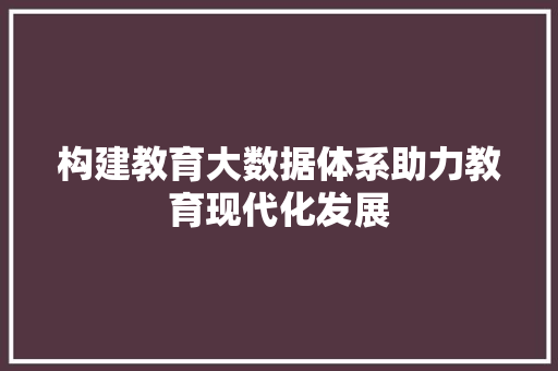 构建教育大数据体系助力教育现代化发展