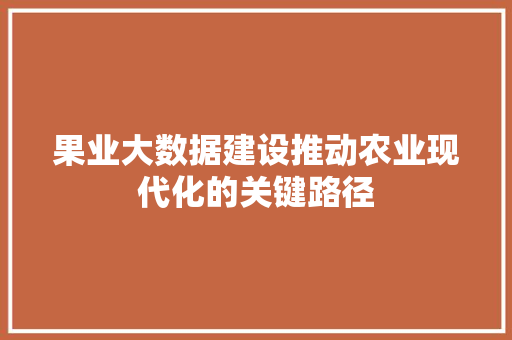 果业大数据建设推动农业现代化的关键路径