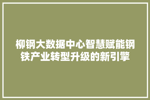 柳钢大数据中心智慧赋能钢铁产业转型升级的新引擎