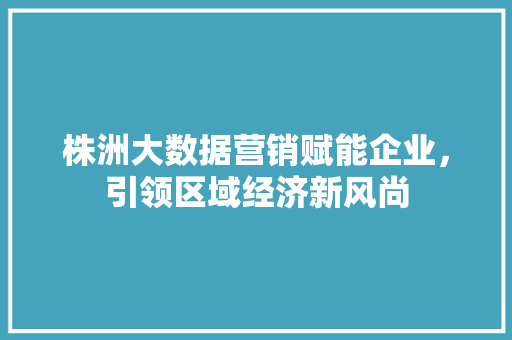 株洲大数据营销赋能企业，引领区域经济新风尚