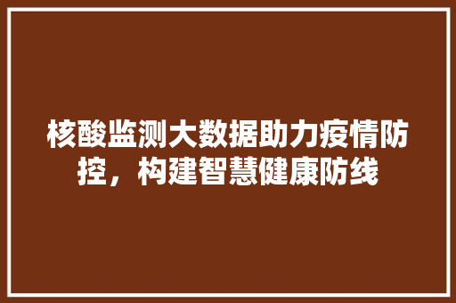 核酸监测大数据助力疫情防控，构建智慧健康防线