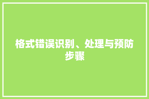 格式错误识别、处理与预防步骤