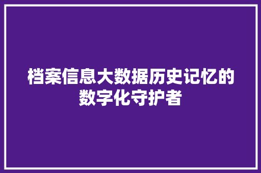 档案信息大数据历史记忆的数字化守护者