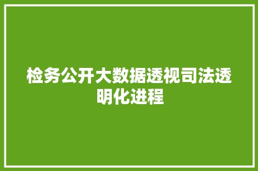 检务公开大数据透视司法透明化进程