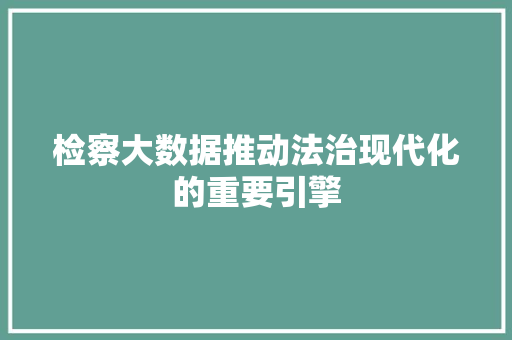 检察大数据推动法治现代化的重要引擎