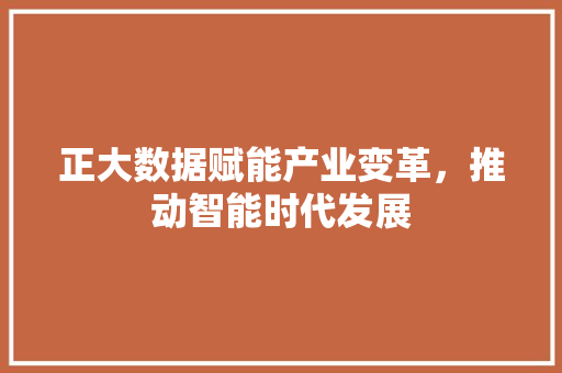 正大数据赋能产业变革，推动智能时代发展