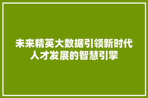 未来精英大数据引领新时代人才发展的智慧引擎