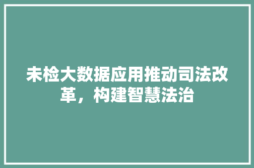 未检大数据应用推动司法改革，构建智慧法治