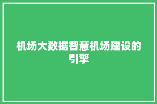 机场大数据智慧机场建设的引擎