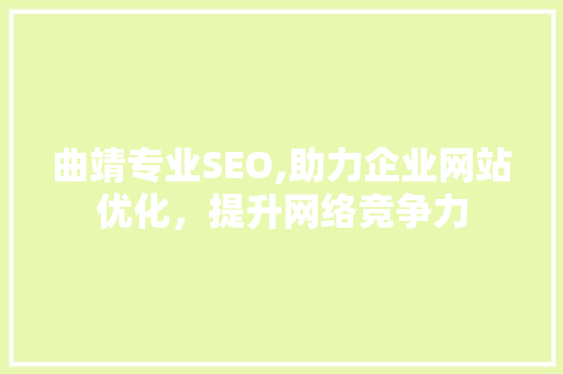 曲靖专业SEO,助力企业网站优化，提升网络竞争力 MySQL