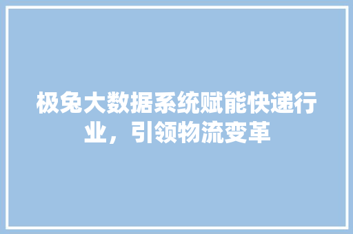 极兔大数据系统赋能快递行业，引领物流变革