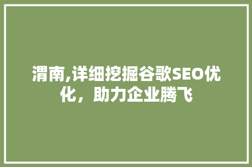 渭南,详细挖掘谷歌SEO优化，助力企业腾飞 前端技术