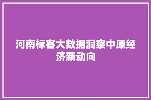 河南标客大数据洞察中原经济新动向