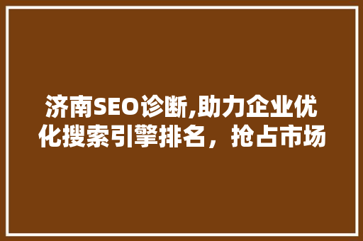 济南SEO诊断,助力企业优化搜索引擎排名，抢占市场先机