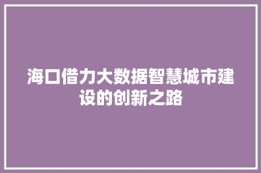 海口借力大数据智慧城市建设的创新之路