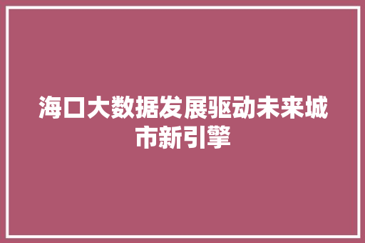 海口大数据发展驱动未来城市新引擎