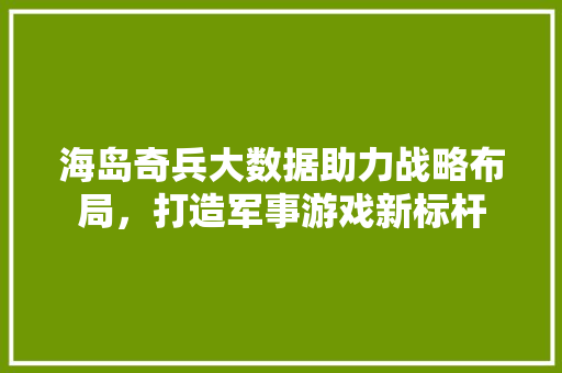 海岛奇兵大数据助力战略布局，打造军事游戏新标杆