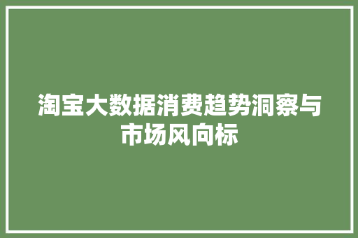 淘宝大数据消费趋势洞察与市场风向标