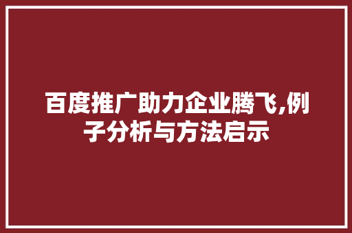 百度推广助力企业腾飞,例子分析与方法启示 项目报告