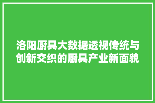 洛阳厨具大数据透视传统与创新交织的厨具产业新面貌