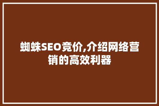 蜘蛛SEO竞价,介绍网络营销的高效利器