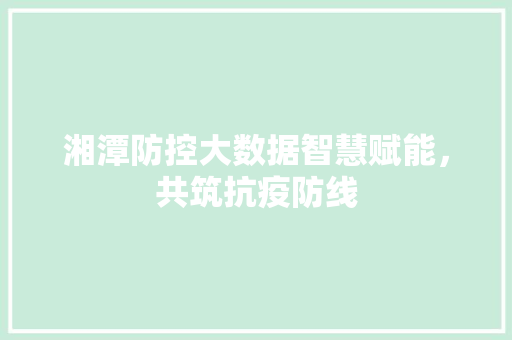 湘潭防控大数据智慧赋能，共筑抗疫防线
