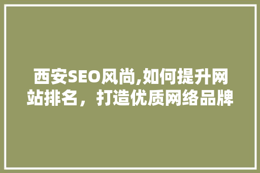 西安SEO风尚,如何提升网站排名，打造优质网络品牌