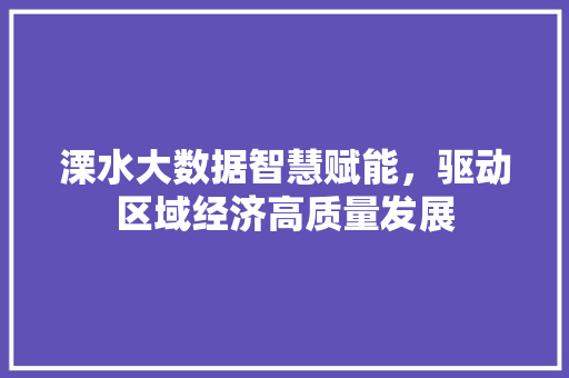 溧水大数据智慧赋能，驱动区域经济高质量发展