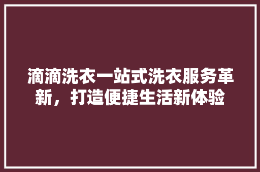 滴滴洗衣一站式洗衣服务革新，打造便捷生活新体验