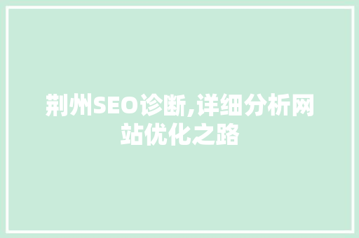 荆州SEO诊断,详细分析网站优化之路 市场营销范文