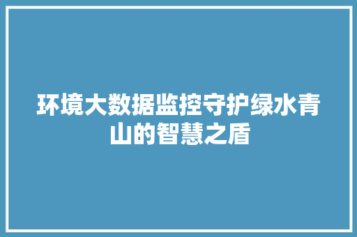 环境大数据监控守护绿水青山的智慧之盾