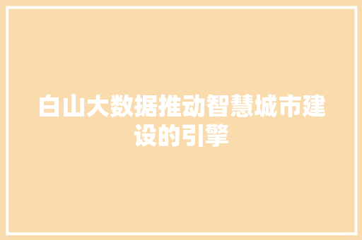 白山大数据推动智慧城市建设的引擎