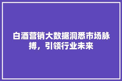 白酒营销大数据洞悉市场脉搏，引领行业未来