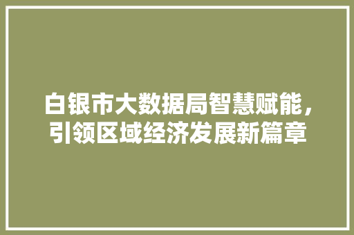 白银市大数据局智慧赋能，引领区域经济发展新篇章
