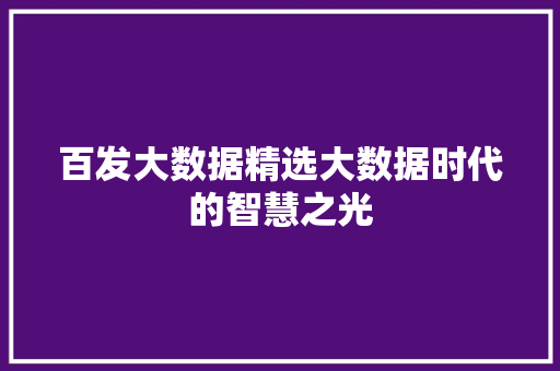 百发大数据精选大数据时代的智慧之光