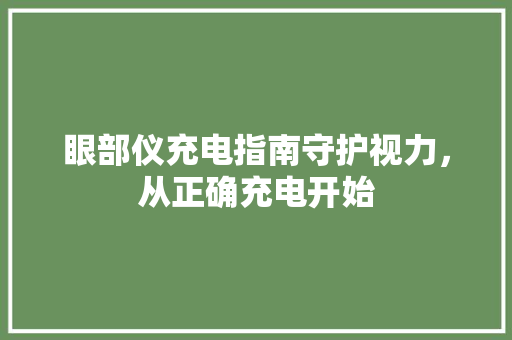 眼部仪充电指南守护视力，从正确充电开始
