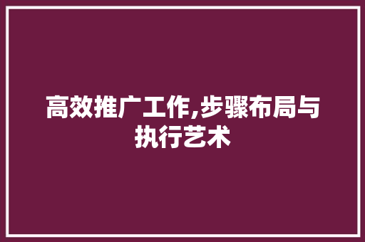 高效推广工作,步骤布局与执行艺术 响应式设计