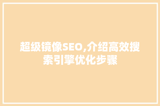 超级镜像SEO,介绍高效搜索引擎优化步骤 响应式设计