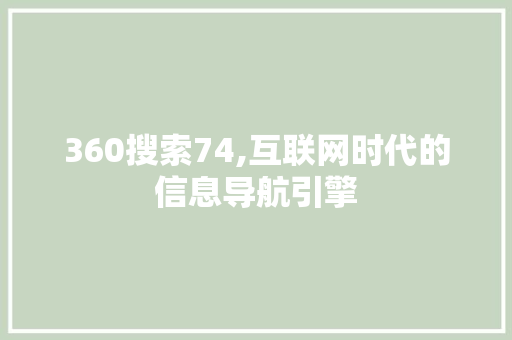 360搜索74,互联网时代的信息导航引擎