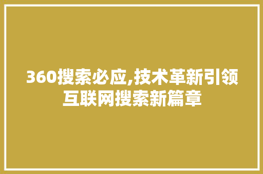 360搜索必应,技术革新引领互联网搜索新篇章 网站建设