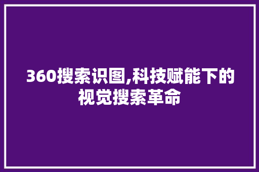 360搜索识图,科技赋能下的视觉搜索革命