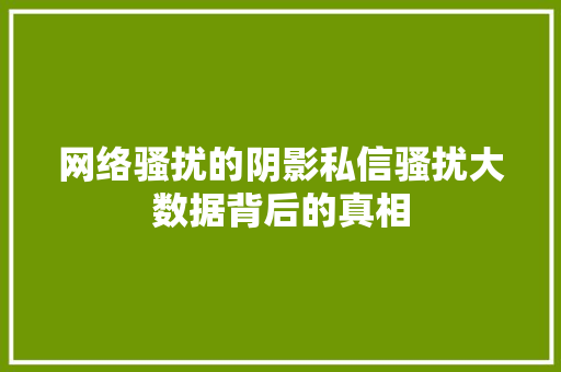 网络骚扰的阴影私信骚扰大数据背后的真相