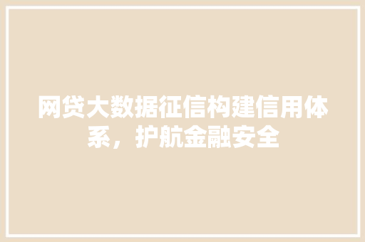 网贷大数据征信构建信用体系，护航金融安全