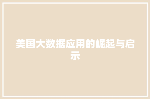 美国大数据应用的崛起与启示