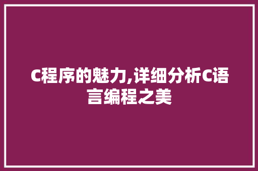 C程序的魅力,详细分析C语言编程之美 网站建设