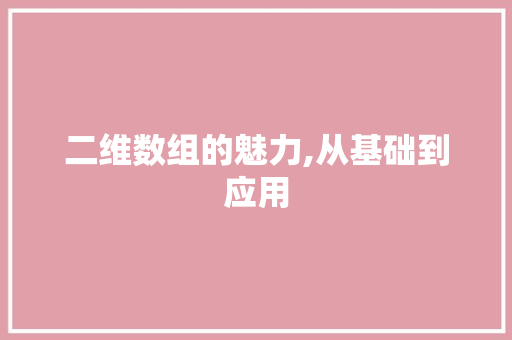 二维数组的魅力,从基础到应用