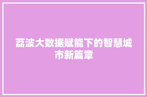荔波大数据赋能下的智慧城市新篇章
