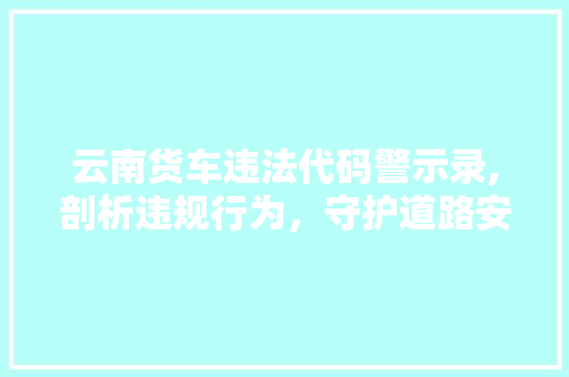 云南货车违法代码警示录,剖析违规行为，守护道路安全