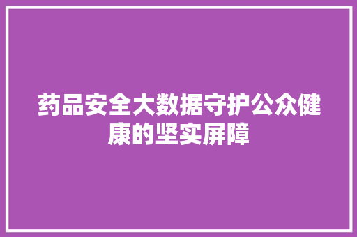 药品安全大数据守护公众健康的坚实屏障