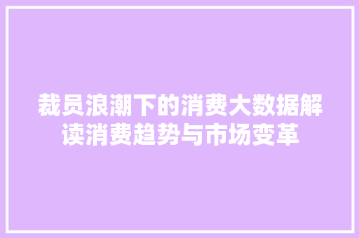 裁员浪潮下的消费大数据解读消费趋势与市场变革